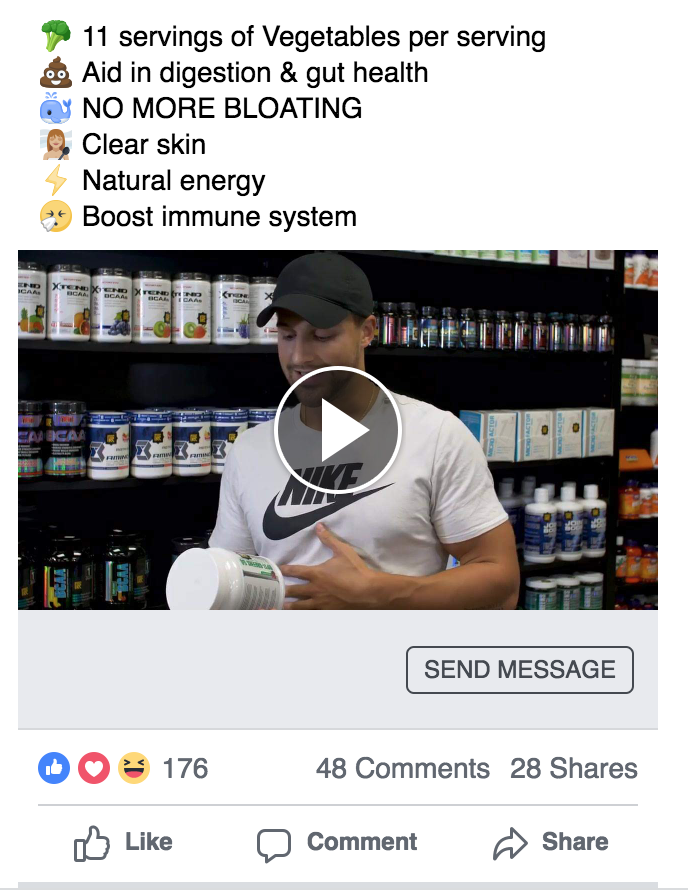 Facebook marketing supplement store