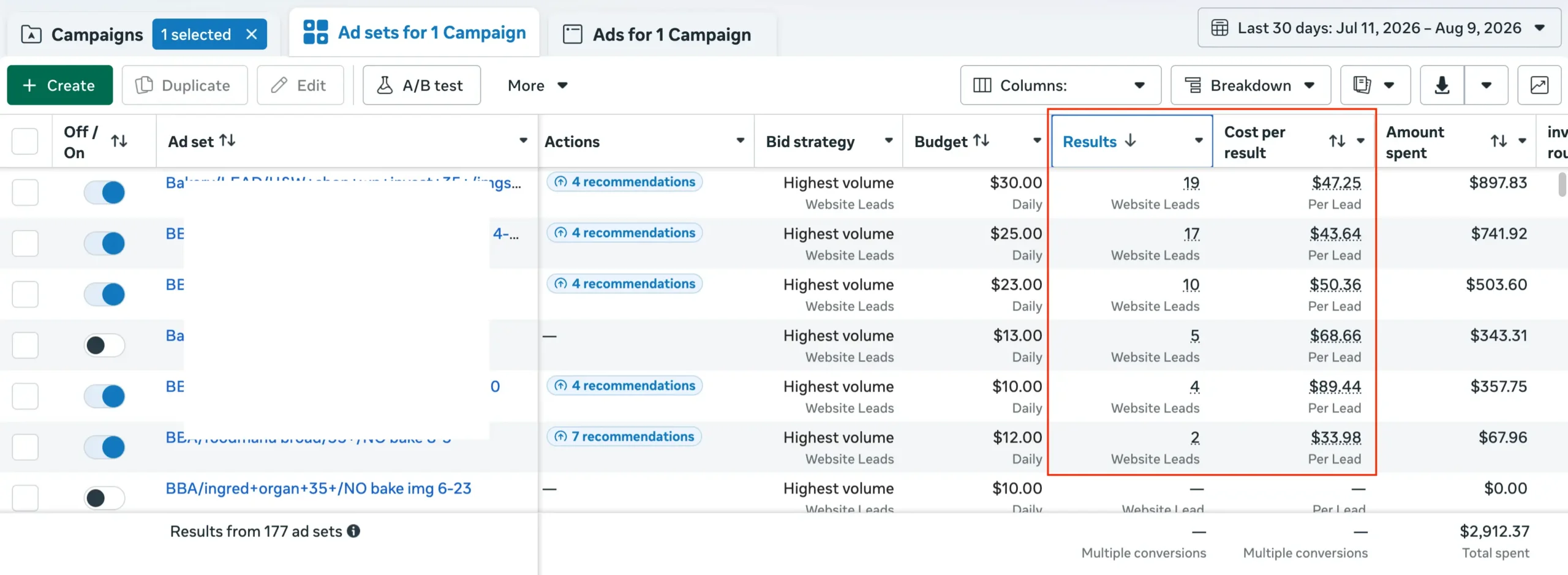Facebook Ads lead generation screenshot